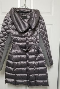 Bcbgmaxazria gray/silver puffer coat